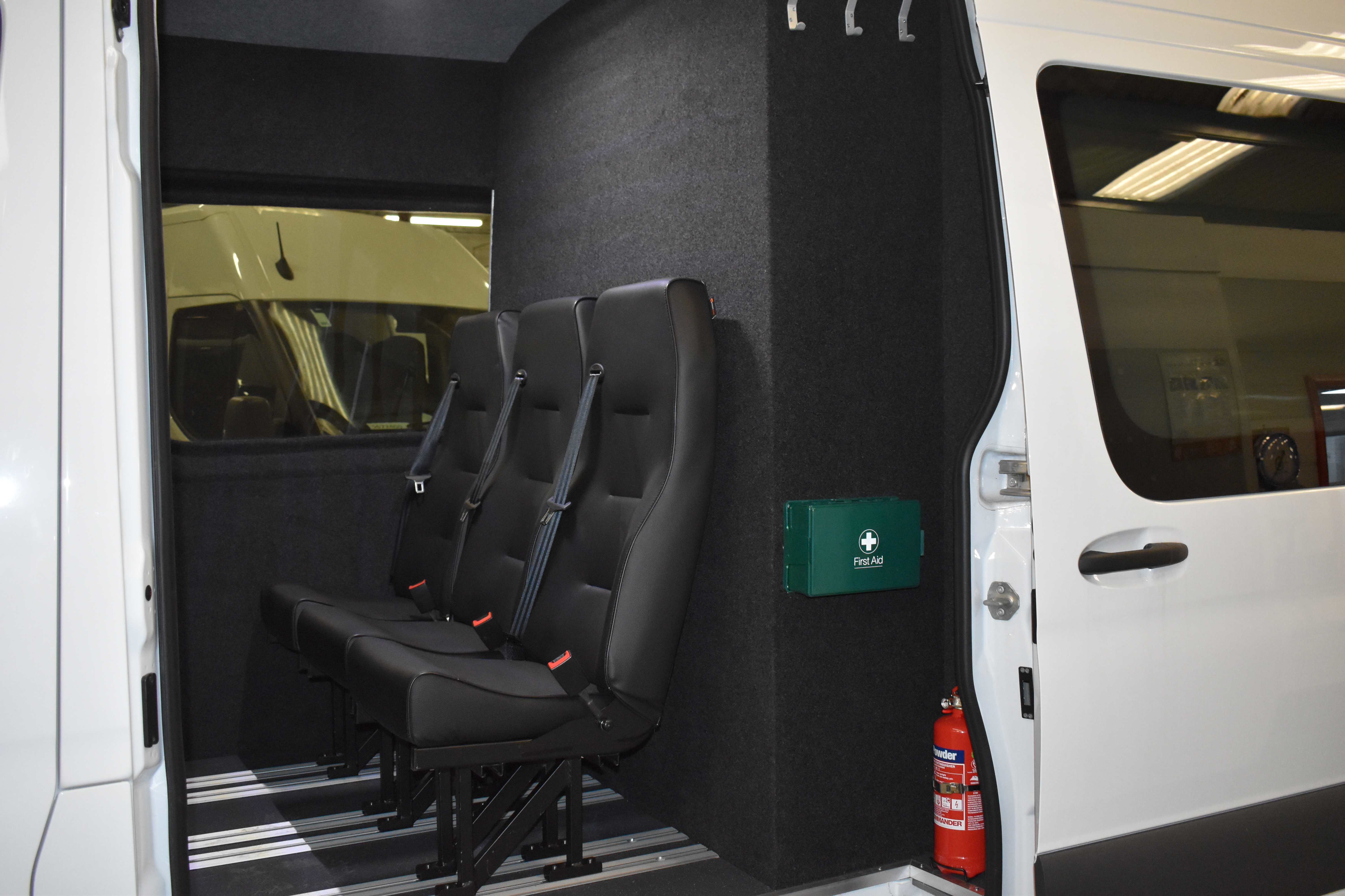 Crew van conversion by Lyndon Systems for transporting teams and equipment